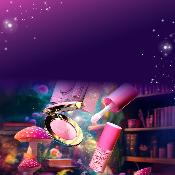 makeup products and pink hearts