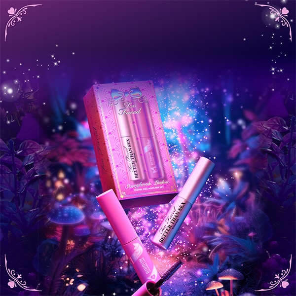 makeup products and pink hearts